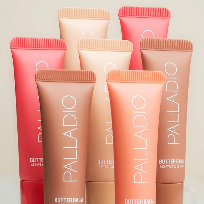 Palladio Butter Balm - Hydrating Lip Balm with Sheer Tint, Aloe, Peptides, Shea Butter, and Vegan Formulation for Instant Moisture, Shine, and Soothing Lip Care, French Vanilla