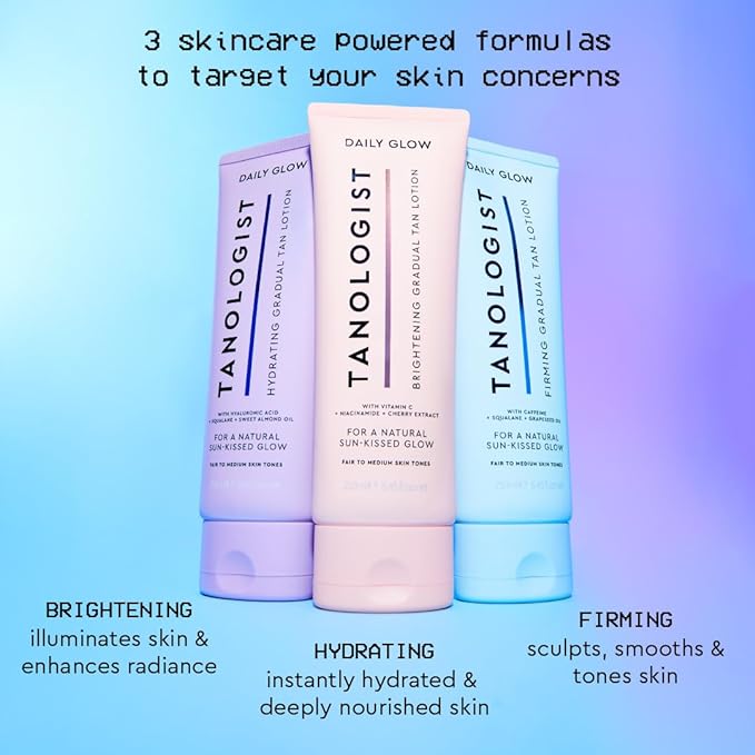 Tanologist Brightening Daily Glow Body Lotion- Medium/Dark, Gradual Tanning Lotion, No Fake Tan Smell, Streak-Free & Natural Looking Self Tanner, Vegan, 8.45 fl. oz/250 ml Tube