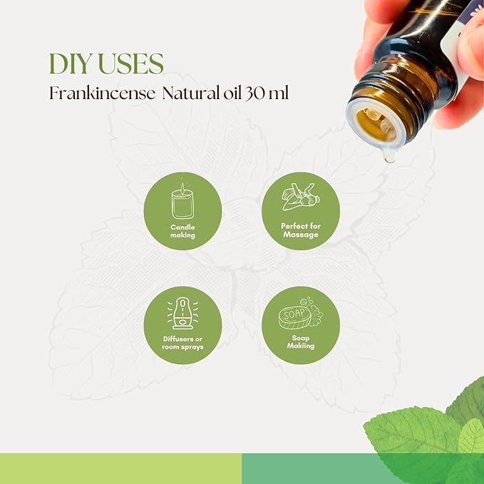 Roots & Above Pure Natural Frankincense Oil 1.01 oz/30ml for Diffusers, Hair, Skin Care, Face, Body, Massages & Soap and Candle Making