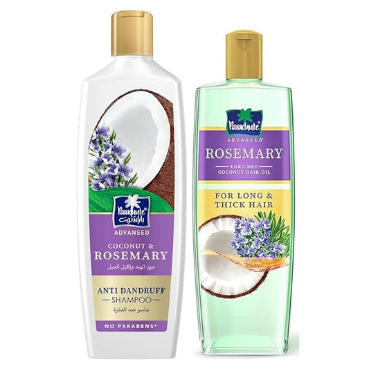 Parachute Advansed Rosemary Hair Oil & Rosemary Shampoo Combo | Purify, Strengthen & Nourish for Healthier Hair | Pack of 2 | 10.1 Fl oz + 11.4 Fl oz