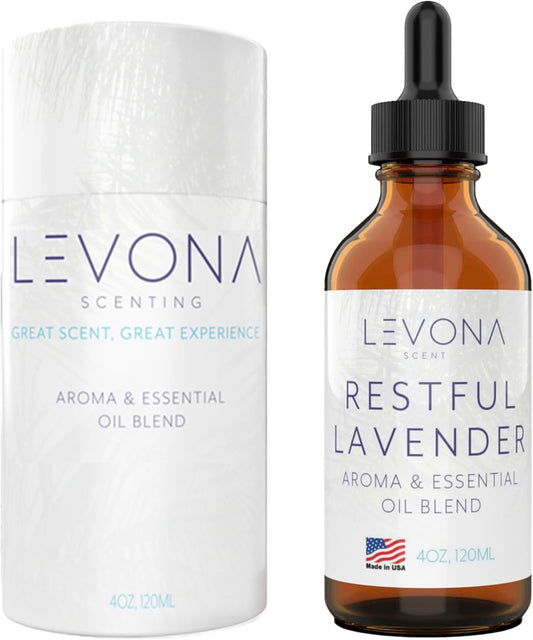 Levona Scent Essential Oils - Scents for Home, Hotel & Office Use - Perfect for Home Diffuser & Humidifiers - Aroma Fragrance Oil, Ideal for Massage, Relaxation, and Spa - Restful Lavender, 120ml