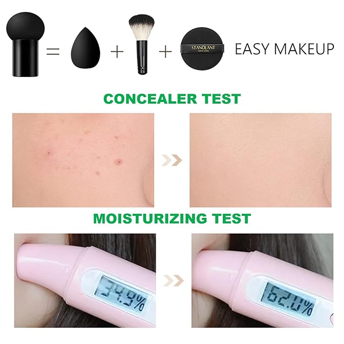 2PCS Mushroom Head Air Cushion CC Cream Foundation,Moisturizing Mushroom Head Foundation BB Cream Makeup Foundation Matte Concealer Full Coverage Long-lasting Oil Control (Natural)