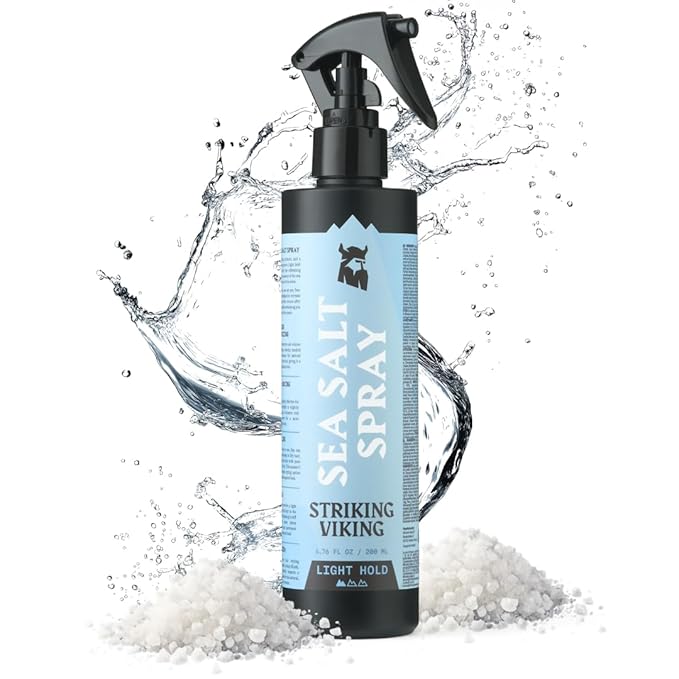 Striking Viking Sea Salt Spray for Hair - Light Hold - 200ml (6.76 Fl Oz) Blue Ocean Scent - Texturizing, Volumizing & Curl Enhancing - Salt Spray for Beach Wave Style