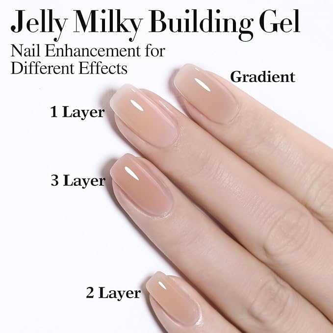 Double Rhythm Clear Gel Nail Polish 15ml Nail Strengthener in a Bottle Nail Extension Hard Gel Soak Off Long Lasting UV Gel (Pastel Nude 8 in 1-8)