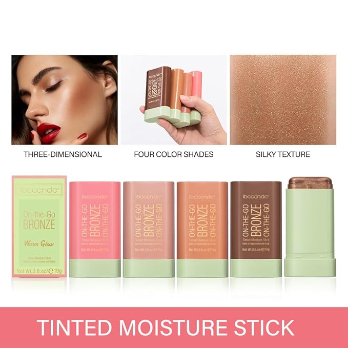 Cream Contour Stick,Bronzer Contouring Stick Facial Cream Highlight Contour Shaping Face Bronzer Makeup Blendable,Long Lasting 02-Soft Glow