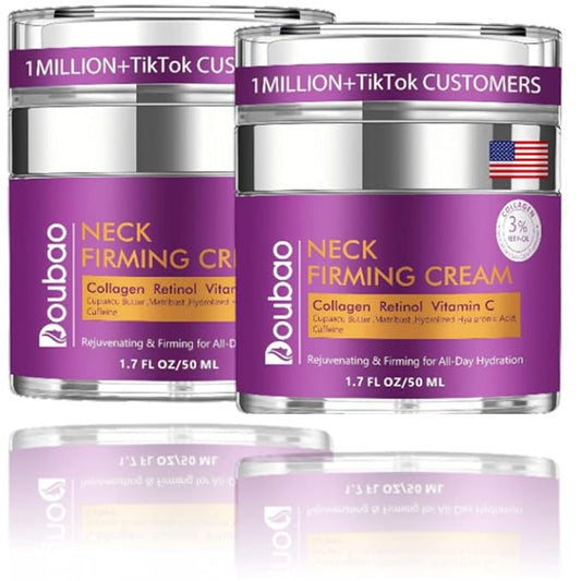 Advanced Neck Firming Cream – 3% Retinol & Hyaluronic Acid for Wrinkle Reduction, Lifting & Skin Tightening – Anti-Aging Moisturizer for Face, Neck & Décolleté – Deep Hydration, 3.4 FL（2 bottle）