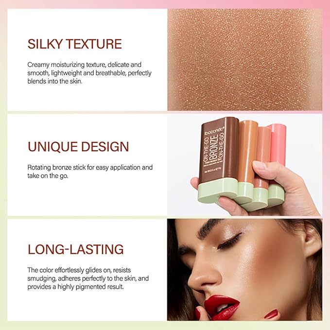 Multi-Use Makeup Blush Stick, Tinted Solid Moisturizer On-the-Go Blush, Multi-use Cream Blush Stick for Cheek & Eyes & Lips, Waterproof Natural Nude Makeup for All Skin (2# Soft Glow)