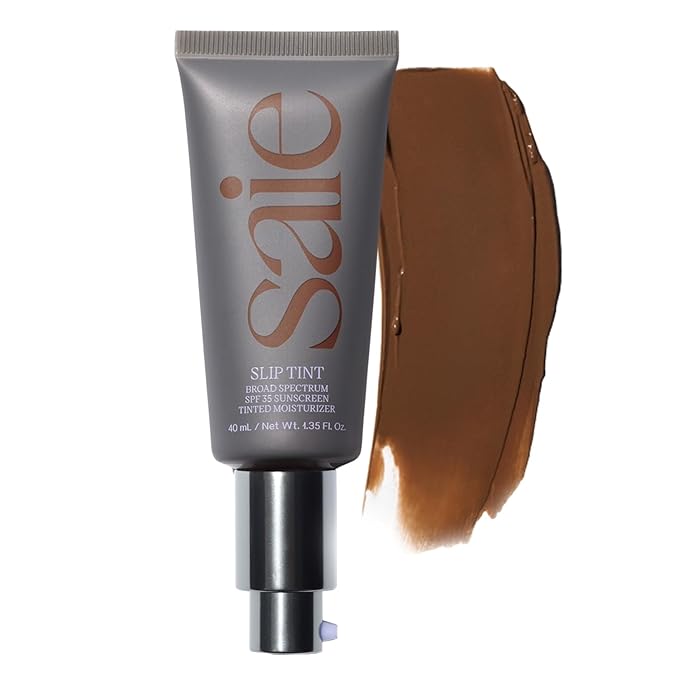 Saie Slip Tint Tinted Moisturizer with SPF 35 - Light Coverage, Glowy Skin Tint & Mineral Sunscreen for Face with Hydrating Hyaluronic Acid - Summer Makeup Essential - Shade Nine + Half (1.35 oz)