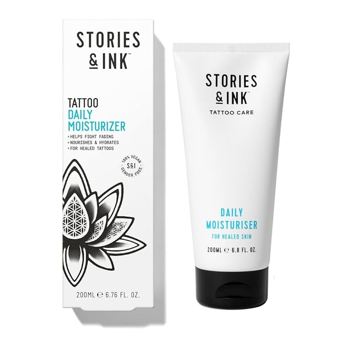 Stories & Ink Tattoo Care | DAILY MOISTURIZER for healed skin - with Advanced UV Ink Protection to Prevent Tattoo Fading, Protects & Hydrates Healed Tattoos, 200 mL / 6.8 Fl Oz