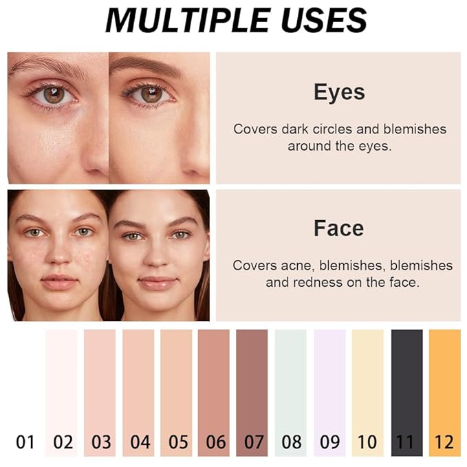 Kaely Color Correcting Concealer,Cream Pot Concealer Full Coverage,under Eye Concealer Palette for Conceals Dark Circles,Waterproof Foundation Face Makeup,04 Neutral
