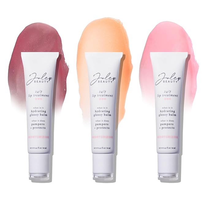 Julep 24/7 Lip Treatment Hydrating Glossy Balm Lip Mask Trio – Barely There, Gotta Glow, Pink and Polished – For Moisturized, Hydrated Lips – Vegan & Cruelty-Free