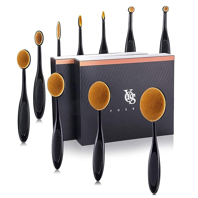 2 Sets Yoseng Oval Makeup Brushes 10 Fashionable Super Soft Professional Oval Toothbrush Foundation Contour Powder Blush Blending Brush Cosmetic Brushes Tool Set ink with Box Black（2 Pack）