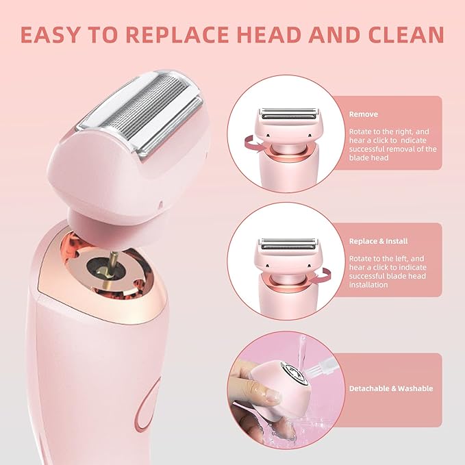 Womens Electric Shaver, 2 in 1 Razor for Women, Wet & Dry Electric Waterproof Razor with LED Display, Cordless Bikini Trimmer for Sensitive Skin, Painless Hair Removal