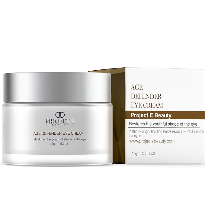Project E Beauty Age Defender Eye Cream Brightens & Smooths Under Eyes | Reduce Puffiness, Lines & Dark Circles | Anti-Aging & Hydrating | Wrinkle Smoothing Eye Cream Treatment | 15g