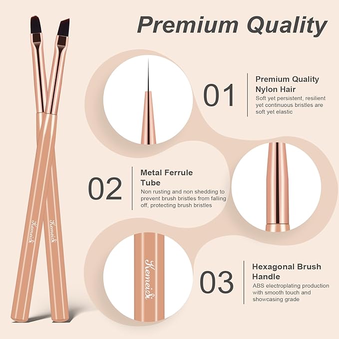 6Pcs Nail Art Brush Set - Nail Design Tool Including Nail Liner Brush, Ombre Brush, Nail Gel Polish Painting Brush Drawing Pen for Home Use and Professional Nail Salon