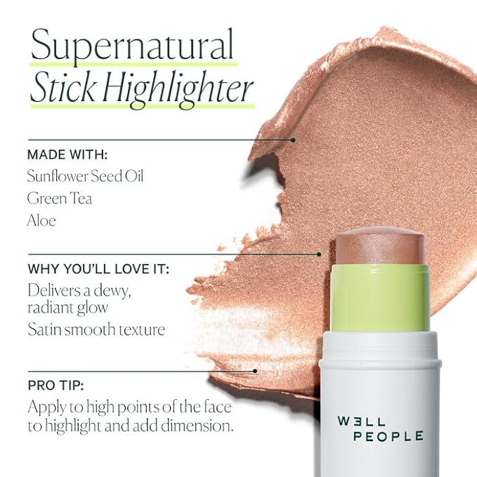 Well People Supernatural Stick Highlighter, Highlight Stick For Hydrated, Dewy Skin, Use On Lips, Cheeks & Eyelids, Vegan & Cruelty-free, Golden Glow