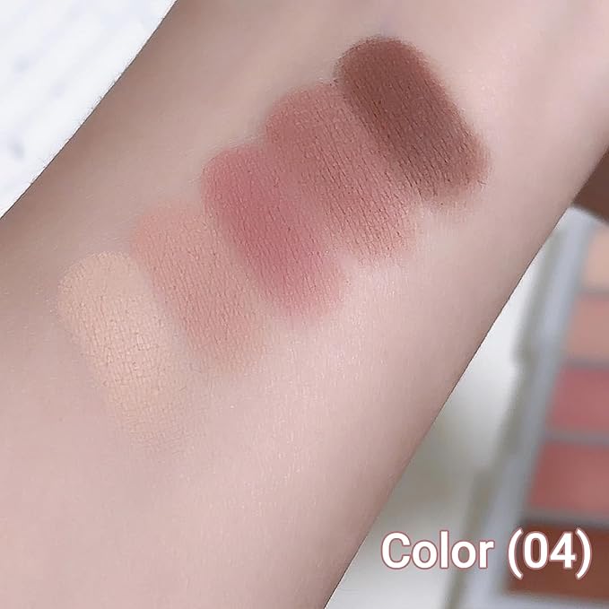 Erinde 5 Colors Matte Eyeshadow Palette Makeup, Natural Classic Nude Neutral Nude Brown Eye Shadow, Long Wearing Waterproof Everyday Eye Makeup for Brown Eyes, Romantic Peach Mauve Eyeshadow, 04