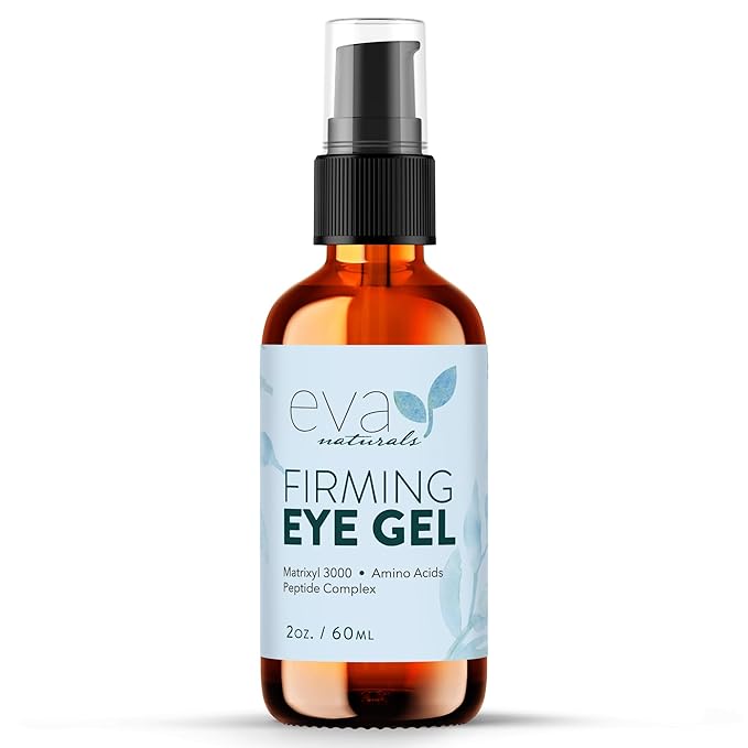 Eva Naturals Eye Gel for Dark Circles, Bags & Puffiness – Anti-Aging Serum with Peptides, Hyaluronic Acid & Botanicals – Firming Under Eye Treatment for Wrinkles, Fine Lines & Tired Skin – 2 oz