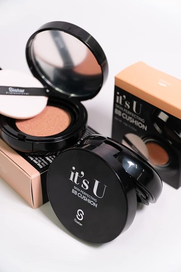 Sistar Skin Perfecting BB Cushion Full Coverage Long Lasting Natural Glow Foundation On The Go Case With Mirror (Deep)