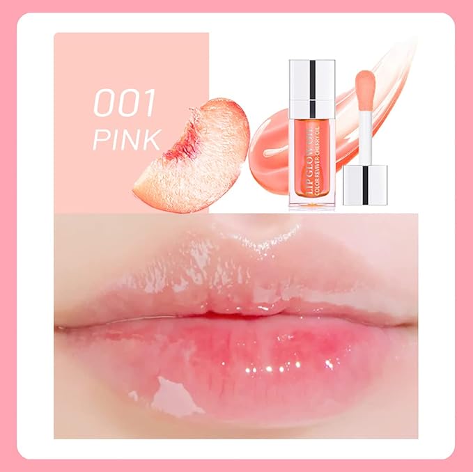 2 Set Lip Oil Hydrating Tinted Lip Balm, Plump Lip Gloss Lip Care Transparent Toot Lip Oil Tinted, Fresh Texture & Non-sticky, Nourishing Repairing Lightening Lip Lines Lip Care Products (Pink / Rosewood)