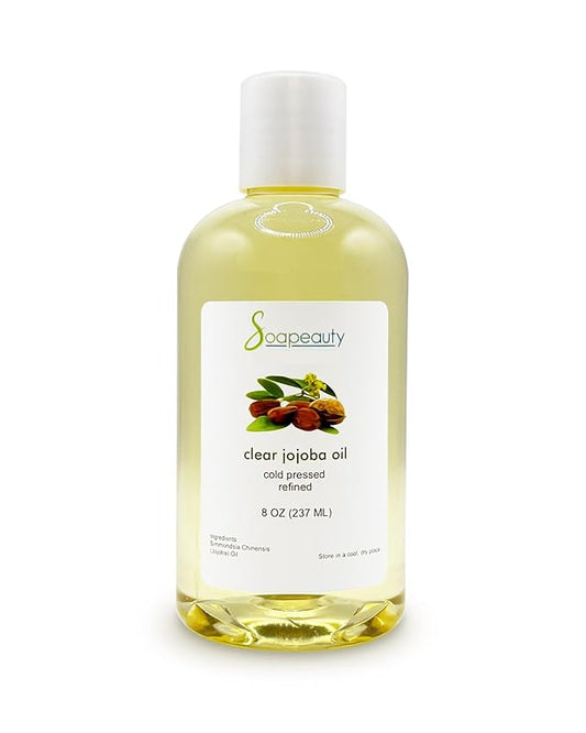 Soapeauty Clear Jojoba Oil | 100% Pure & Natural | Refined, Cold Pressed, Hexane Free | Moisturizing Oil for Skin, Face, Hair & Nails | 8 fl oz