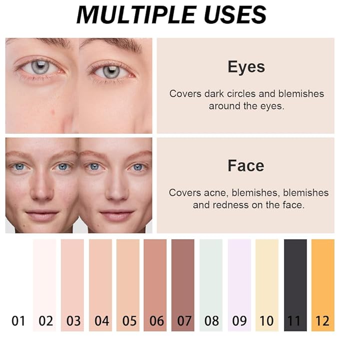 Kaely Color Correcting Concealer,Cream Pot Concealer Full Coverage,under Eye Concealer Palette for Conceals Dark Circles,Waterproof Foundation Face Makeup,03 Light