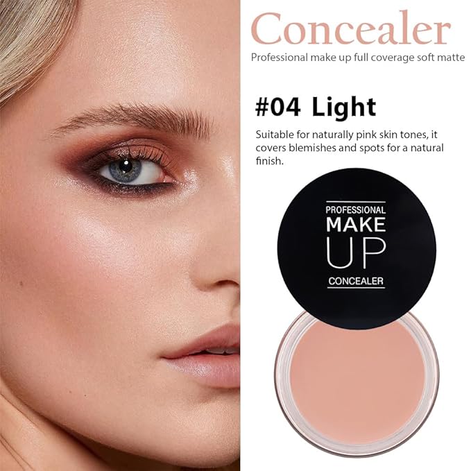 Kaely Pot Concealer Full Coverage Set,under Eye Brightener Concealer for Conceals Dark Circles,Waterproof Foundation Face Makeup Brush Kit,Color Correcting Concealer,Eye Ring corrector de ojeras 04