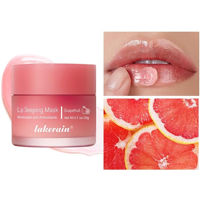 Hydrating Lip Sleeping Mask, Long Lasting Hydrating Night Lip Balms for Intensive Moisturizing and Care, Prevention Dry and Crack (GRAPEFRUIT) 0.7 OZ