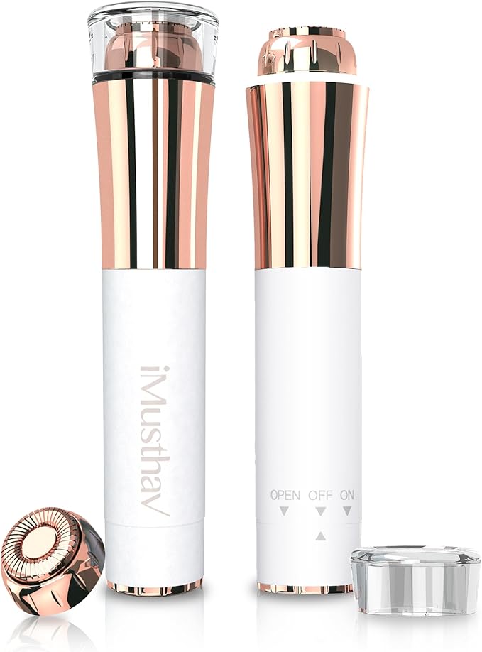 Portable Facial Hair Remover for Women – Painless, Fast & Precise Flawless Electric Razor & Epilator for Face, Lips, Chin Hair Removal – 18K Gold-Plated, 360° LED Light