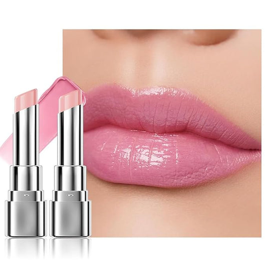 2Pcs Tinted Lip Balm Moisturizing Lipstick – Soft Pale Pink Sheer Hydrating Lip Color for Dry Lips – Nourishing Lip Balm for All Women with a Subtle Natural Scent (S01 & S01)