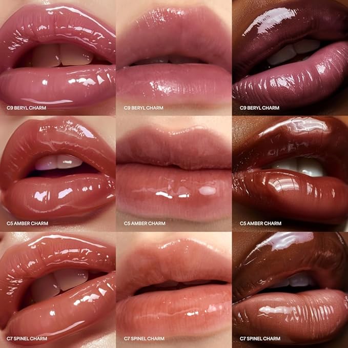 ENTROPY Makeup 2-in-1 Charm Shiny Glowy Lip & Cheek Gloss Tint Keychain, High Pigment Glossy Lip Color & Plumping Gloss, C5 Amber Charm