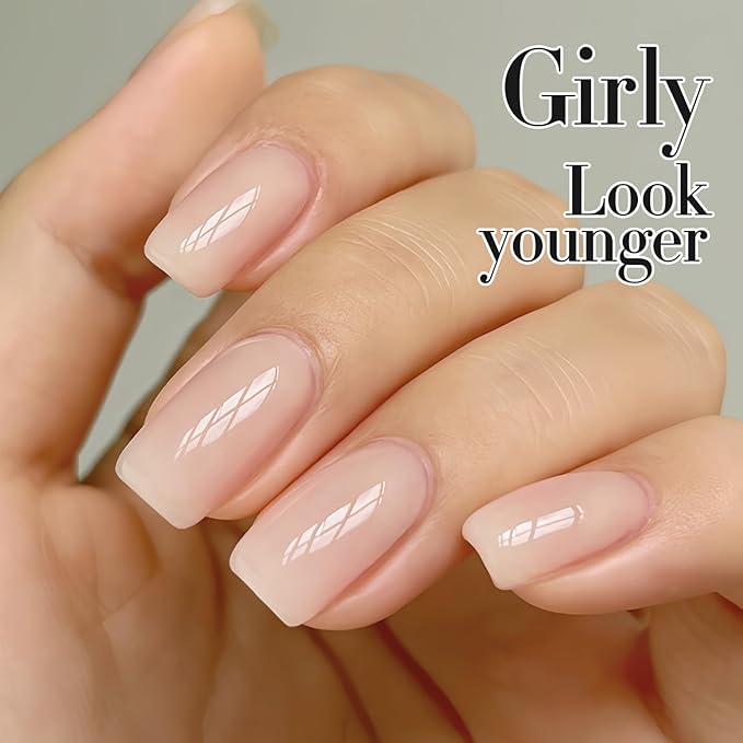 Double Rhythm 0.50 OZ Translucent Gel Polish Same Color Same Bottle Sheer Pastel Neutral Natural Milky 15 ML Jelly UV Nail Art DIY at Home (Beige Nude-A1511)