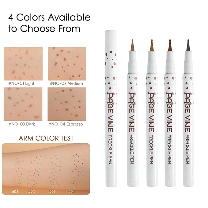 2 Pack Freckle Pen,Liquid Face Fake Freckles Makeup Pen to Create Natural Freckle Makeup and Freck beauty,Fake Freckles Waterproof for Lifelike Sunkissed Makeup,Mole Pen(02Medium+04Espresso)