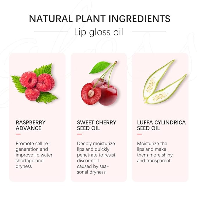 Yasovigi Hydrating Lip Oil Plumping Lip Tint Moisturizing Lip Gloss, Transparent Lip Balm Care Stick Nourishing Repairing Non-sticky, Moisture&Lighten Lip Lines (Raspberry)