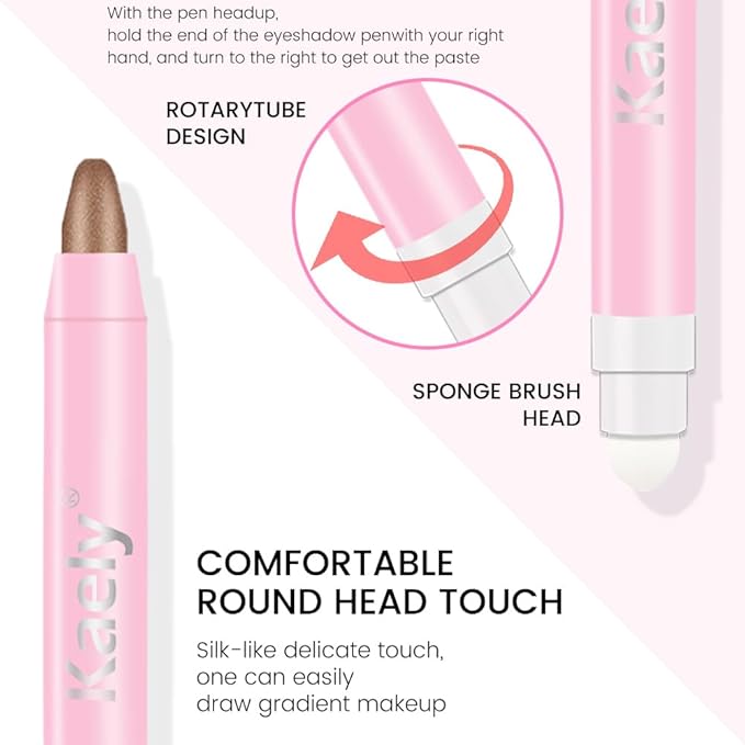 Kaely 2in1 Cream Eye Shadow Brightener Sticks for Eyes, Pencil Eyeshadow Applicator Stick Waterproof Pigmented, Eye Shadow Palette Highlighter Makeup, sombras para ojos, 21 Cocoa Shimmer