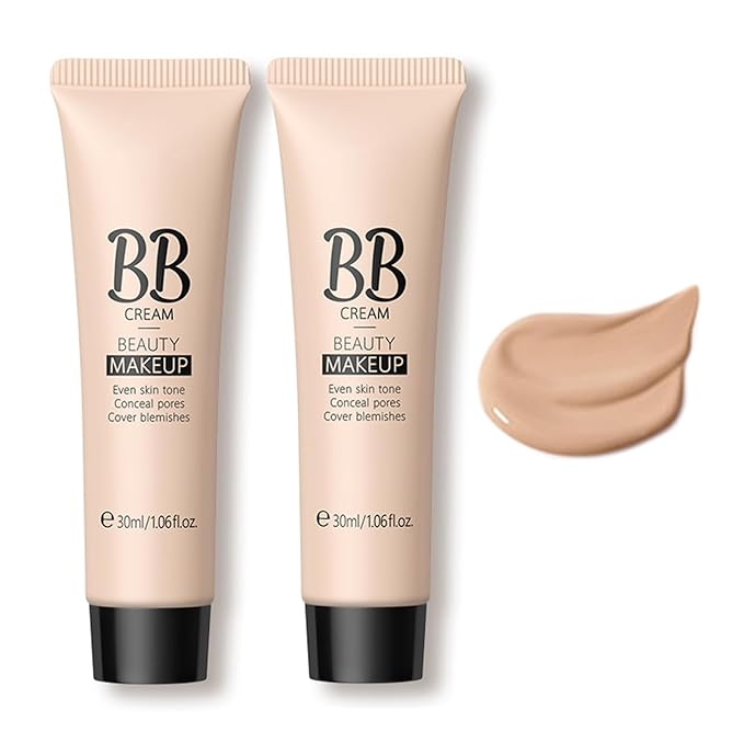 KWOLYKIM 2PCS Hydrating Makeup BB Cream, Tinted Moisturizer Face Makeup BB Cream Foundation Waterproof Concealer Clean Brighten Color Correcting Cream Nude Makeup Long Lasting for All Skin(Tan)