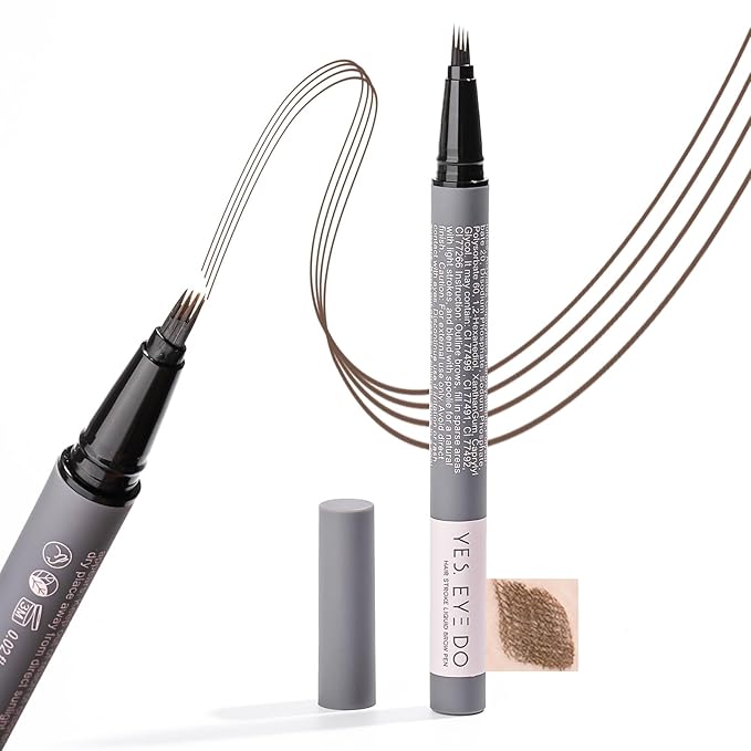 Eyebrow Pencil Dark Brown, 4 Prong Eyebrow Pen Deep Brown, Microblading Eyebrow Pencil for Women, Smudge-Free, 24H Long Wear YES.EYE DO (Midnight Espresso-Dark Brown)