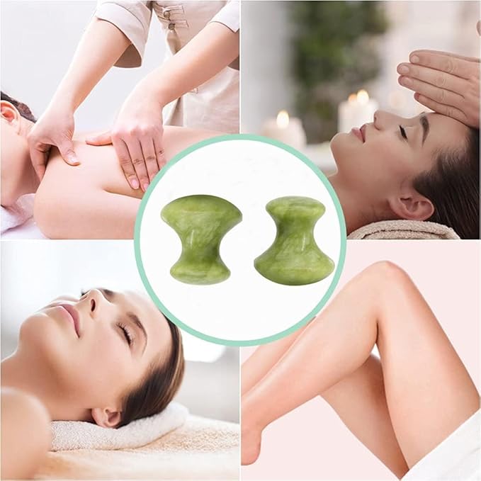 Mushroom Jade Gua Sha Facial Tools, Jade Roller Guasha Massage White Crystal Jade Stone Mushroom Shaped Face Lift Remove Wrinkles Massager for Women Spa, Body Relaxing (Green Jade)
