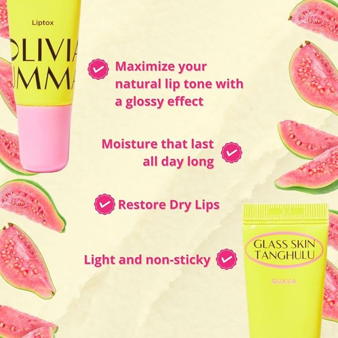 Glass Skin Tanghulu Liptox Guava Infused for Dry Cracked Lips, Korean Lip Care Moistorizer