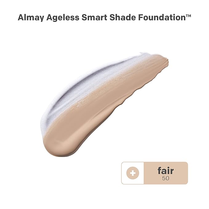 Almay Anti-Aging Foundation, Smart Shade Face Makeup with Hyaluronic Acid, Niacinamide, Vitamin C & E, Hypoallergenic-Fragrance Free, 050 Fair, 1 Fl Oz (Pack of 1)