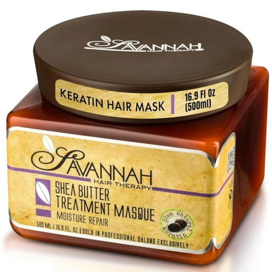 Savannah Deep Conditioning Hair Mask – Restores Shine & Softness to Dry, Curly, or Chemically Treated Hair – Anti-Frizz, Hydrating Formula with Keratin & Shea Butter – 500ml (16.9 oz)