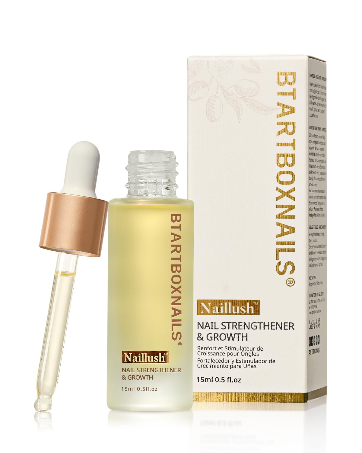 BTARTBOXNAILS Naillush Nail Strengthener & Growth - Repair Damaged Nails, Strengthen Weak & Thin Nails, Extra Strong Nail Growth Treatment, Long Lasting Nail Hardener, 15ml