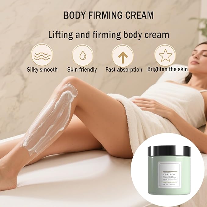 Champagne Firming Body Cream,Anti-Aging Tightening Cream with Luxe-Lift Complex,Skin Firming Cream for Hydrates Dry Skin, Fights Crepey Skin on Arms & Legs(8 Fl Oz, Sweet Almond Coconut)