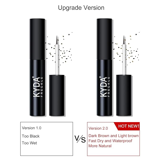 2 Colors Liquid Freckle Pen, Natural Like Freckle Makeup Pen Soft Dot Spot, Waterproof and Smudgeproof Quick Dry for Instant Create Realistic Freckles Make Up(Dark Brown+Light Brown)