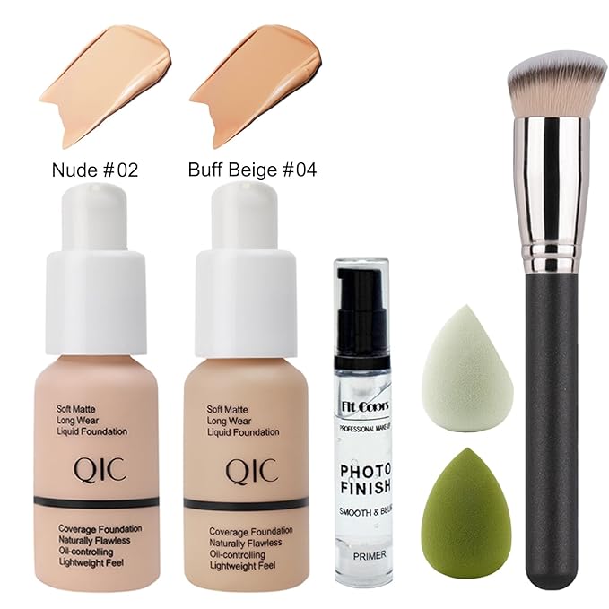 All In One Makeup Kit Full Kit,12 Colors Eyeshadow Palette,6Colors Lipstick Set,2 Full Coverage Foundation, Primer, Eyebrow Soap,Waterproof Eyeliner and Mascara (102 Nude+104 Buff Beige+Matte Shadow)