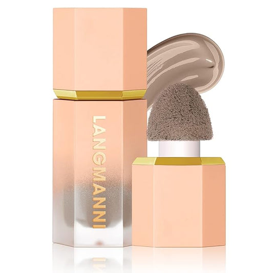 URQT Highly Pigmented Liquid Contour - Built-in Sponge Tip Sculpted Complexion Wand Contour Non-Greasy Long Lasting Natural Weightless Buildable Highlighters Contour Contouring Bronzer (#102 SOFT TAN)