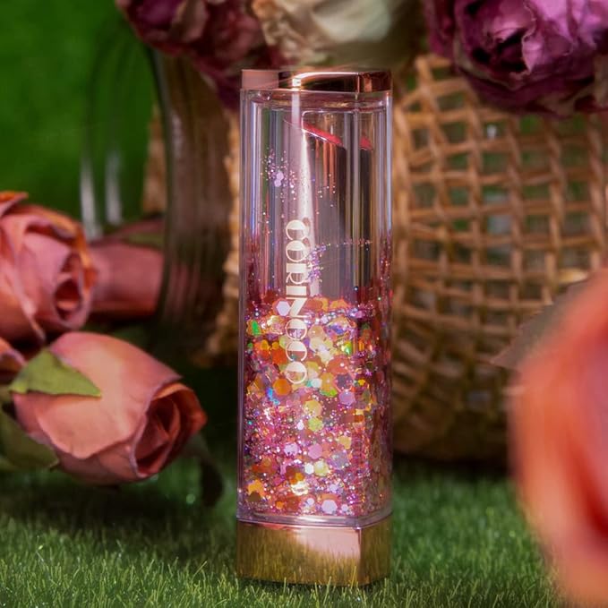 Sparkle Cute Changes Color Lip Balm｜ Colored Lip Cream Lip Gloss, Glitter Lip Care Lip Pack Birthday Gift Glitter Gift Sequin Shiny Spangle Lipbalm (#05 Rose Red)
