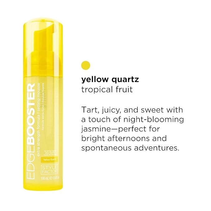 Style Factor EDGE BOOSTER Extra Strength Setting Mousse – Frizz Control, Extra Volume, and Conditioning – 6.4oz Yellow Quartz Mousse for Curly Hair