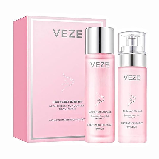 VENZEN Bird's Nest Element Beautecret Seaucysket Niacinome Set Moisturizing Body Face Hand Skincare Delicate Hydration Toner Emulsion 2Pcs Gift Box