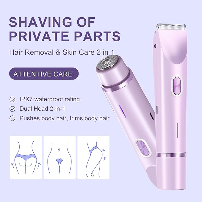 Bikini Trimmer for Women,Dermave Bikini Shaver,Electric Razors for Women Pubic Hair (Purple)